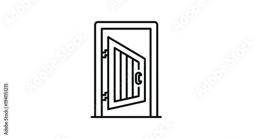 Minimalist outline icon depicting a door slightly ajar symbolizing access or opportunity