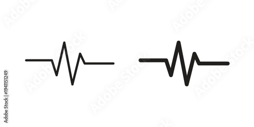 Pulse icon black, line, flat vector, isolated illustration.