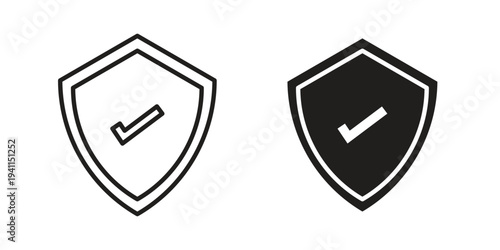 Protection icon black, line, flat vector, isolated illustration.