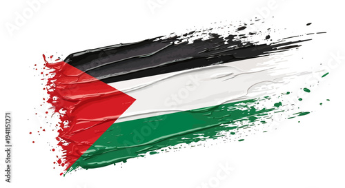 Palestinian Flag Paint Brush Stroke Design Element.