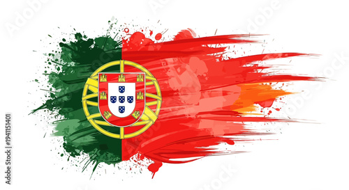 Portuguese Flag Paint Splash Design Element.