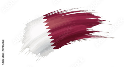 Qatar Flag Brush Stroke Design Element.