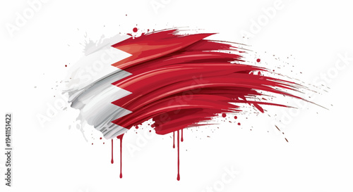 Qatar Flag Paint Brush Stroke Design.