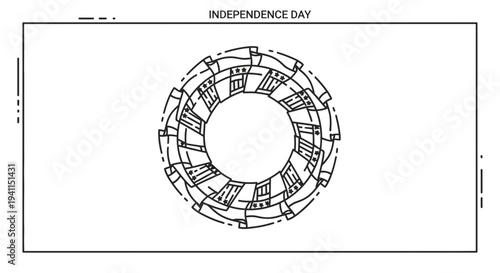 Stylized independence day wreath graphic outline illustration for patriotic celebrations