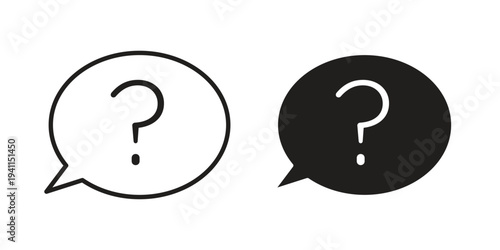 Question icon black, line, flat vector, isolated illustration.