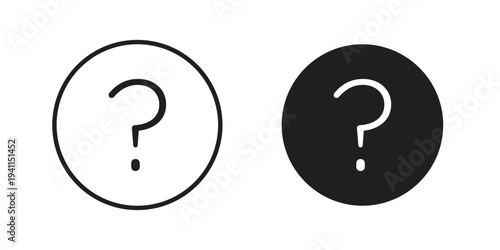 Question icon black, line, flat vector, isolated illustration.