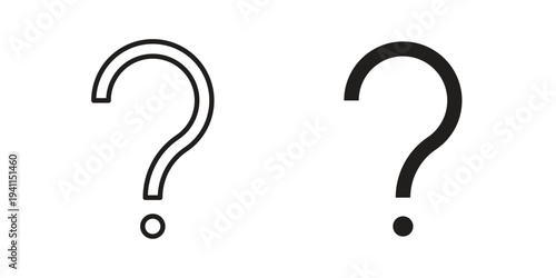 Question mark icon black, line, flat vector, isolated illustration.