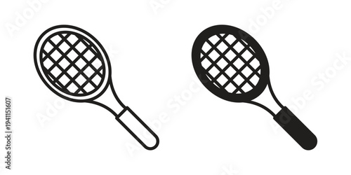 Racket icon black, line, flat vector, isolated illustration.