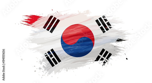 South Korean Flag Painted on Canvas.