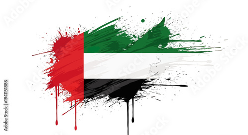 United Arab Emirates Flag Paint Splash.
