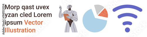 Artificial intelligence, data analysis, technology education, wireless communication, automation, digital tools. A robot holding a clipboard, pie chart wireless icon. Artificial intelligence Free Download Artificial intelligence, data analysis, technology education, wireless communication, automation, digital tools. A robot holding a clipboard, pie chart wireless icon. Artificial intelligence - GFXLoad