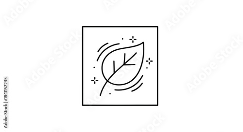 Stylish line art leaf design conveying organic freshness purity and environmental well-being concept