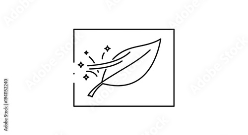 Illustrative line icon representing natural freshness and purity with sparkling elements