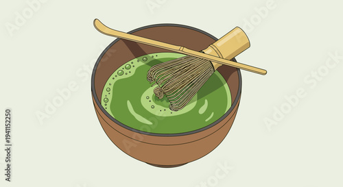 Matcha Whisk and Bowl: Traditional Japanese Green Tea Preparation