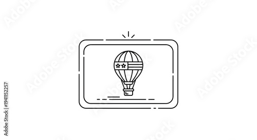 USA patriotic hot air balloon display icon illustration showcasing travel and national spirit