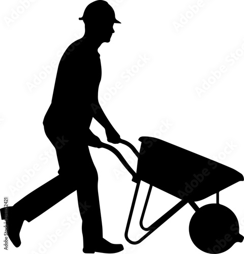 Construction Worker with Wheelbarrow Silhouette