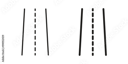 Road icon black, line, flat vector, isolated illustration.