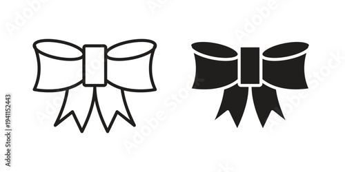 Ribbon icon black, line, flat vector, isolated illustration.