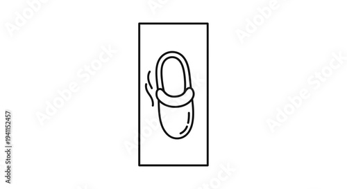 Minimalist black outline drawing of a cozy indoor slipper representing warmth and comfort at home