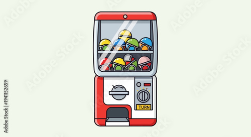 Retro Gachapon Machine Filled with Colorful Capsule Toys