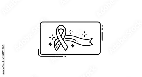 Clean outline illustration of a sparkling awareness ribbon symbol for global support initiatives