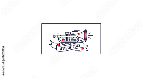 Festive trumpet illustration for Independence Day celebration, conveying patriotic spirit and
