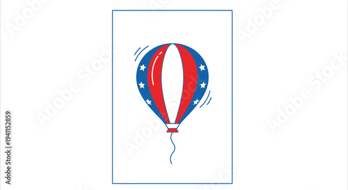 Vibrant red white and blue star-spangled celebratory balloon icon graphic design element perfect