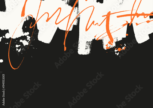 Modern vector abstract grunge design with bold brush strokes, paint splashes and expressive calligraphy lines  background.