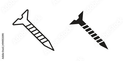 Screw icon black, line, flat vector, isolated illustration.