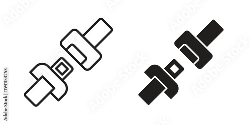 Seat Belt icon black, line, flat vector, isolated illustration.