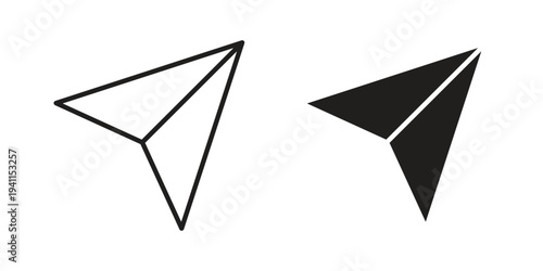 Send icon black, line, flat vector, isolated illustration.