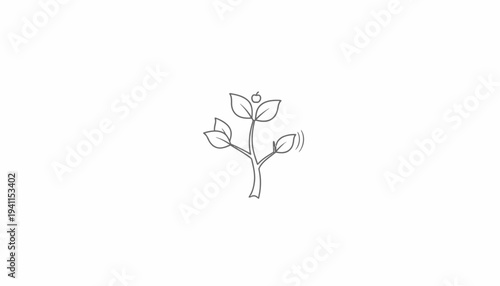 Minimalist line art illustration of a smart growing plant with fruit symbolizing natural