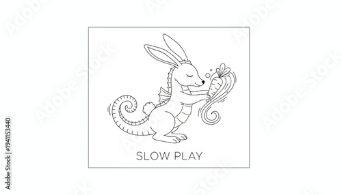 Enchanting mythical creature with bunny ears and dragon scales gently holding a carrot in a serene