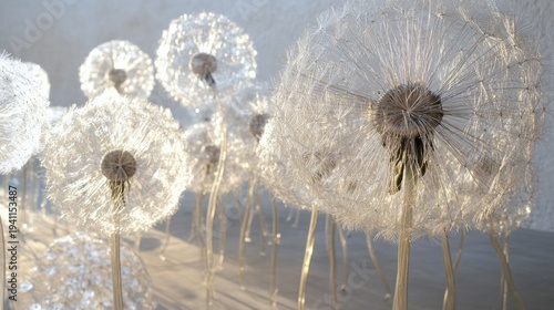 Beautiful large dandelions of transparent material
