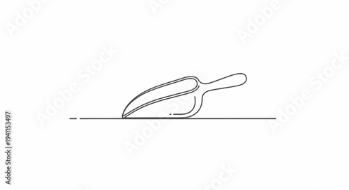 Minimalist single line art illustration of a versatile kitchen or pantry scoop utensil for
