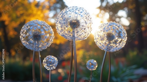 Beautiful large dandelions of transparent material