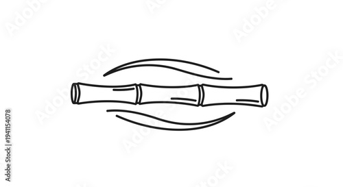 Minimalist black outline drawing of bamboo stems with elegant flowing abstract elements