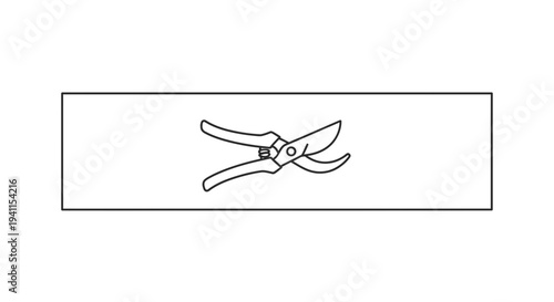 Essential gardening tool icon: line art illustration of sharp pruning shears for plant care