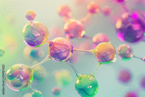 Abstract 3D molecular structure happiness neurochemistry background