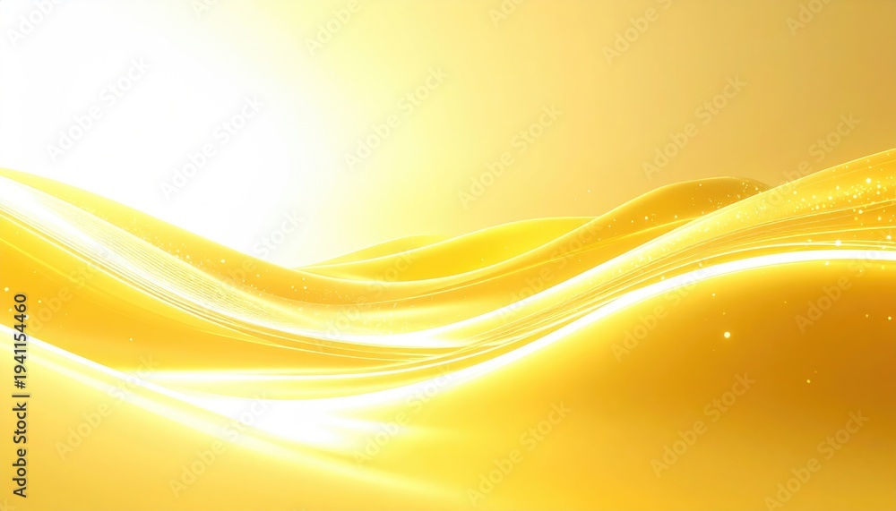 Fototapeta premium An abstract image featuring flowing golden curves with light effects against a soft-focus gradient. Subtle sparkling particles enhance the design