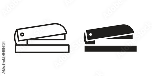 Stapler icon black, line, flat vector, isolated illustration.