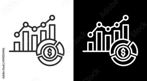Market Analysis White Icon Set Vector 