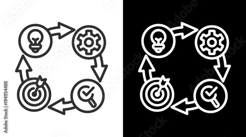 Pdca White Icon Set Vector 