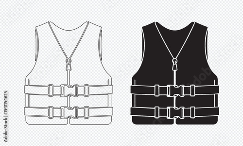 Black and white vest designs with buckle details