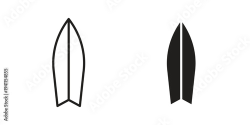 Surf board icon black, line, flat vector, isolated illustration.