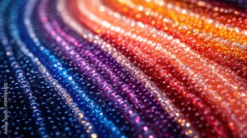 A vibrant arrangement of multicolored beads showcases intricate designs and clear outlines, perfect for crafting and jewelry making