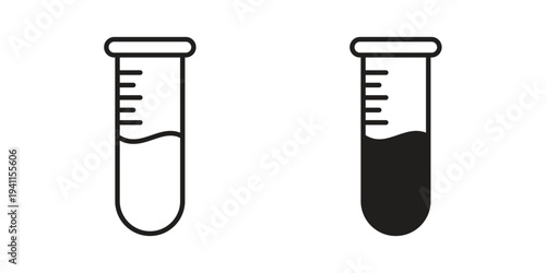 Test tube icon black, line, flat vector, isolated illustration.