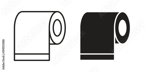 Toilet Paper icon black, line, flat vector, isolated illustration.