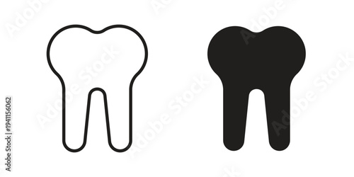 Tooth icon black, line, flat vector, isolated illustration.