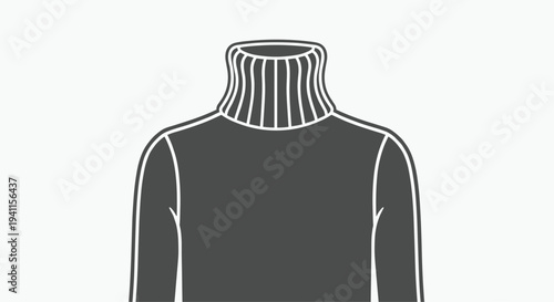 Minimalist turtleneck sweater icon, representing warm winter clothing and a classic, stylish top essential for cold weather fashion.